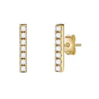 Cercei cu tija placati cu aur de 14K si decorati cu zirconia