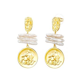 Cercei drop placati cu aur de 14K