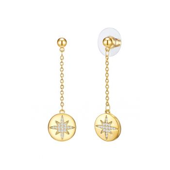 Cercei placati cu aur de 14K - cu zirconia