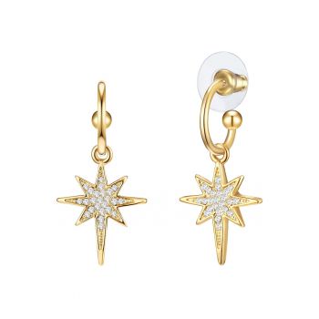 Cercei placati cu aur de 14K si decorati cu cristale