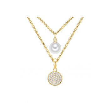 Colier cu doua siraguri placat cu aur de 14K