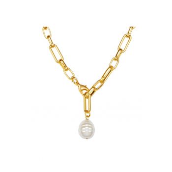 Colier placat cu aur de 14K si decorat cu perla