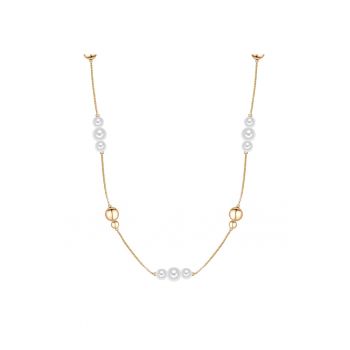 Colier placat cu aur de 14K si decorat cu perle