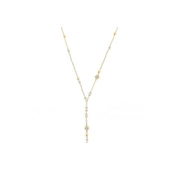 Colier placat cu aur de 14K si decorat cu perle sintetice si zirconia