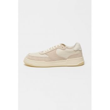 Pantofi sport din piele cu insertii din piele intoarsa Selena