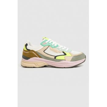 Pantofi sport din piele ecologica cu garnituri din piele intoarsa si material textil