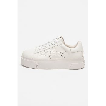 Pantofi sport flatform de piele cu logo cu perforatii Santana