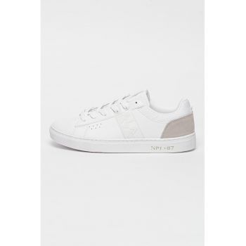 Pantofi sport low-top de piele ecologica cu garnitura de piele intoarsa