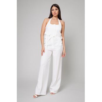 Set de top cu decolteu halter si pantaloni