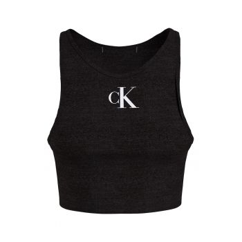 Top crop de bumbac organic cu imprimeu logo