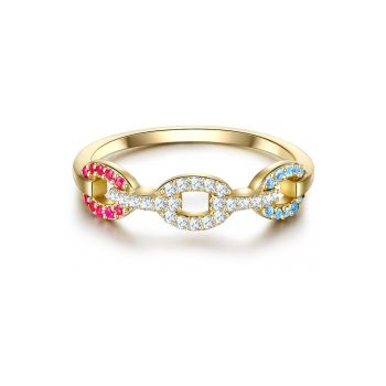 Inel placat cu aur de 14K si cu zirconia