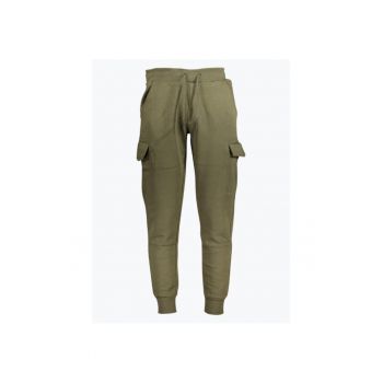 Pantaloni sport pentru barbati cu talie elastica si design cu mai multe buzunare - Verde