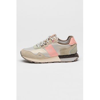 Pantofi sport cu talpa flatform si insertii din piele intoarsa