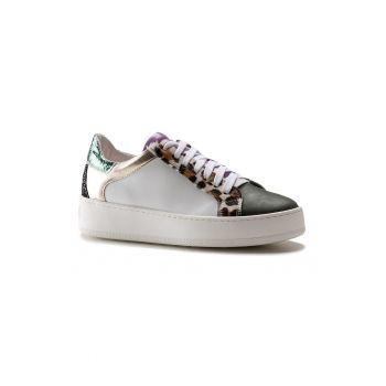 Pantofi sport de piele cu detaliu grafic