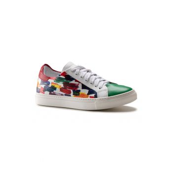 Pantofi sport de piele cu detaliu grafic