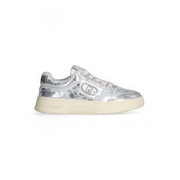Pantofi sport din piele cu aspect metalizat