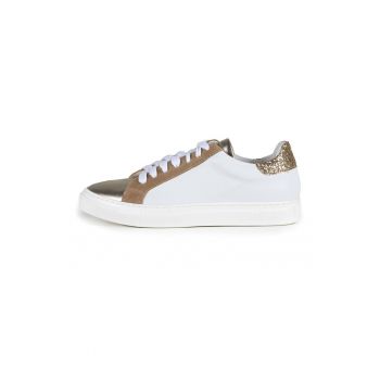 Pantofi sport din piele cu garnituri metalizate