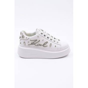 Pantofi sport wedge de piele cu strasuri