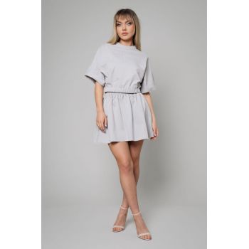Set Amara Tricou Oversized si fusta scurt Grey Gri