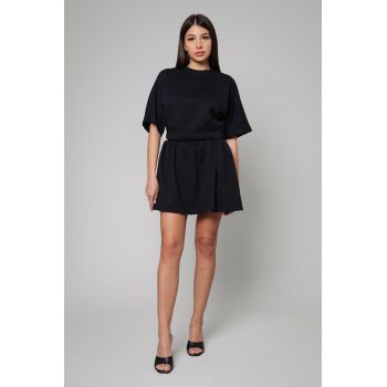 Set Amara Tricou Oversized si fusta scurta Black Negru