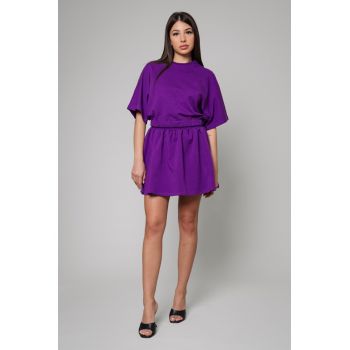 Set Amara Tricou Oversized si fusta scurta Mauve Mov