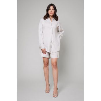 Set Amelie camasa oversized si pantalon scurt din In Light Grey Light Grey