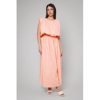 Set bluza cu maneca scurta si fusta lunga Light Orange Light Orange
