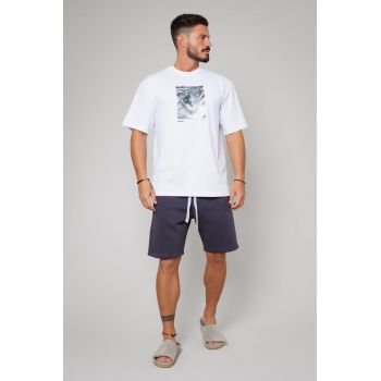 Set tricou imprimat si pantalon scurt White/Grey Anthracite White/Grey Anthracite