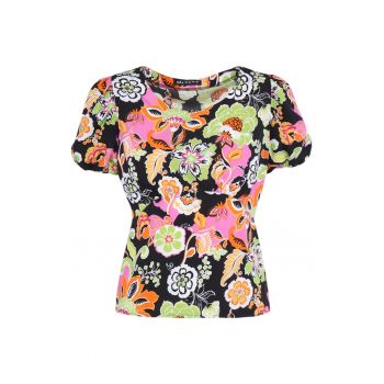 Bluza cu maneca scurta si imprimeu floral