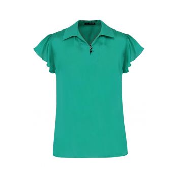 Bluza cu maneci tip fluture si guler clasic