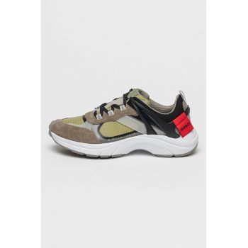 Pantofi de piele ecologica cu insertii de plasa