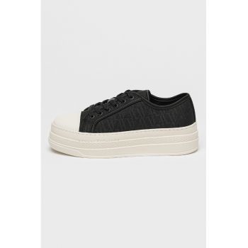Pantofi sport cu talpa flatform si model logo