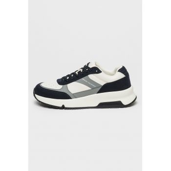 Pantofi sport de piele ecologica cu garnituri din material textil