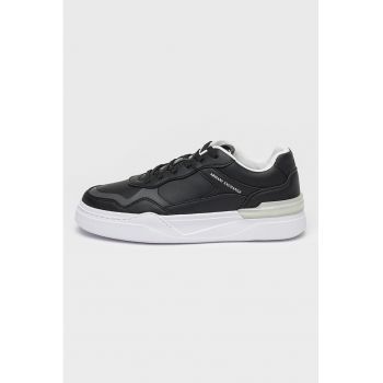 Pantofi sport de piele ecologica cu insertii contrastante