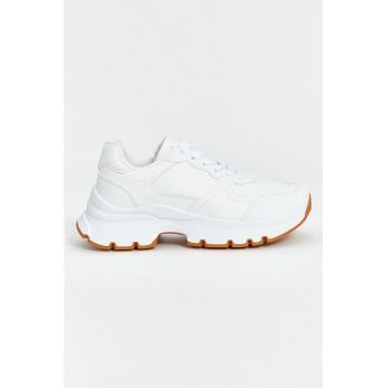 Pantofi sport din piele ecologica cu talpa demi-wedge