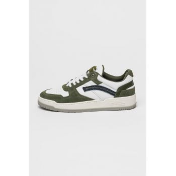 Pantofi sport low-cut din piele si piele intoarsa Grid