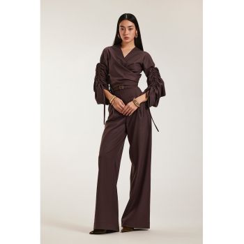 Set format din bluza si pantalon lung Renata - Maro