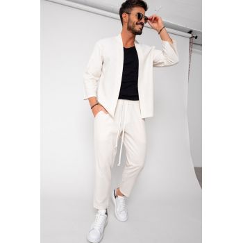 Set Tulum Jacheta tip kimono si pantalon lung Off White 15948