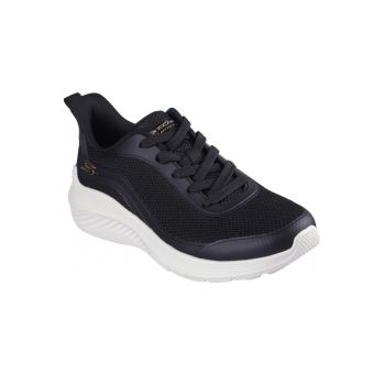 Skechers Bobs Squad Waves Still Wading Pantofi sport negri cu șireturi pentru femei 1117483-BLK