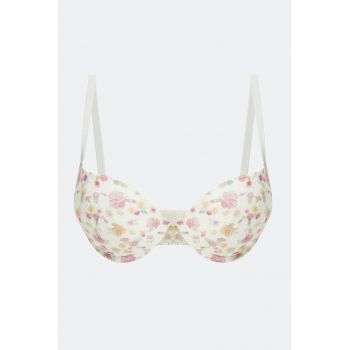 Sutien cu model floral si bretele ajustabile
