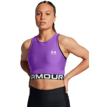 Top crop cu banda logo pentru fitness
