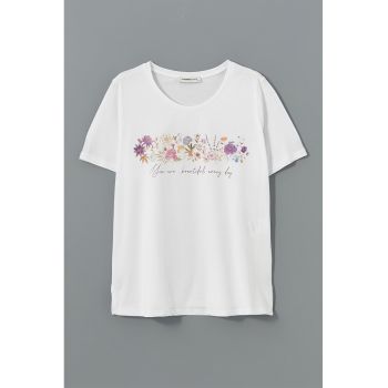 Tricou din bumbac cu imprimeu floral