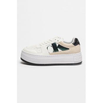 Pantofi sport cu talpa flatform si detalii de piele intoarsa