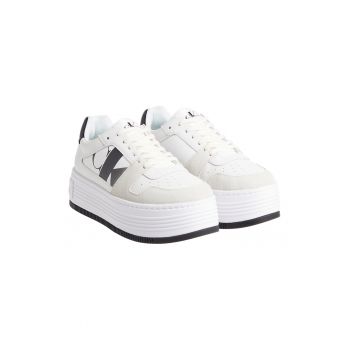 Pantofi sport flatform din piele si piele intoarsa