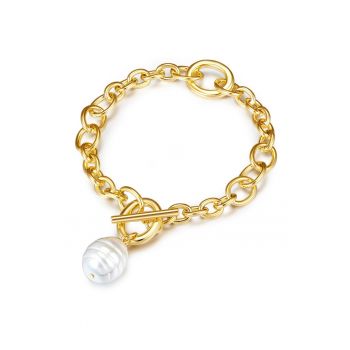 Bratara placata cu aur de 14K si decorata cu perla