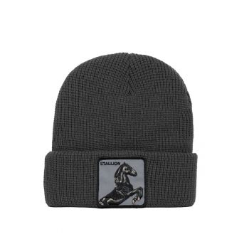 Caciula unisex din tricot fin cu aplicatie