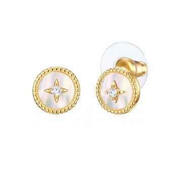 Cercei drop cu tija placati cu aur de 14K