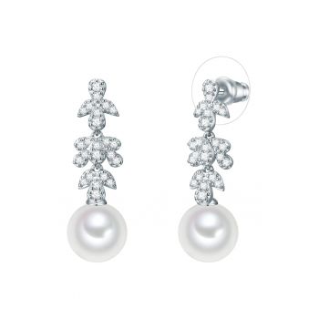 Cercei drop decorati cu perle si zirconia 22549