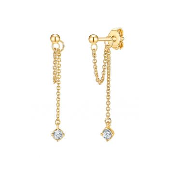 Cercei drop placati cu aur de 14K - cu cristale europene