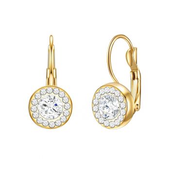 Cercei placati cu aur de 14K si decorati cu cristale